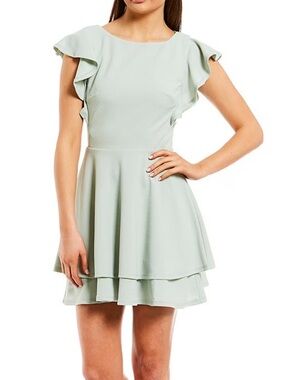 Midnight Doll Women’s Flutter Sleeve Fit & Flare Dress Medium Sage New